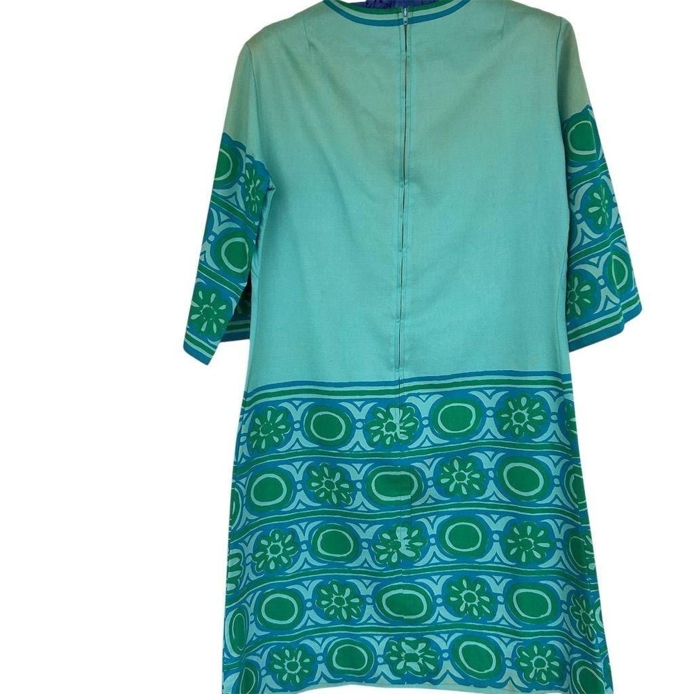 1960s Vera Neumann Dress Mod Psychedelic Floral Aqua Shift 10 for Lord & Taylor - Picture 7 of 16